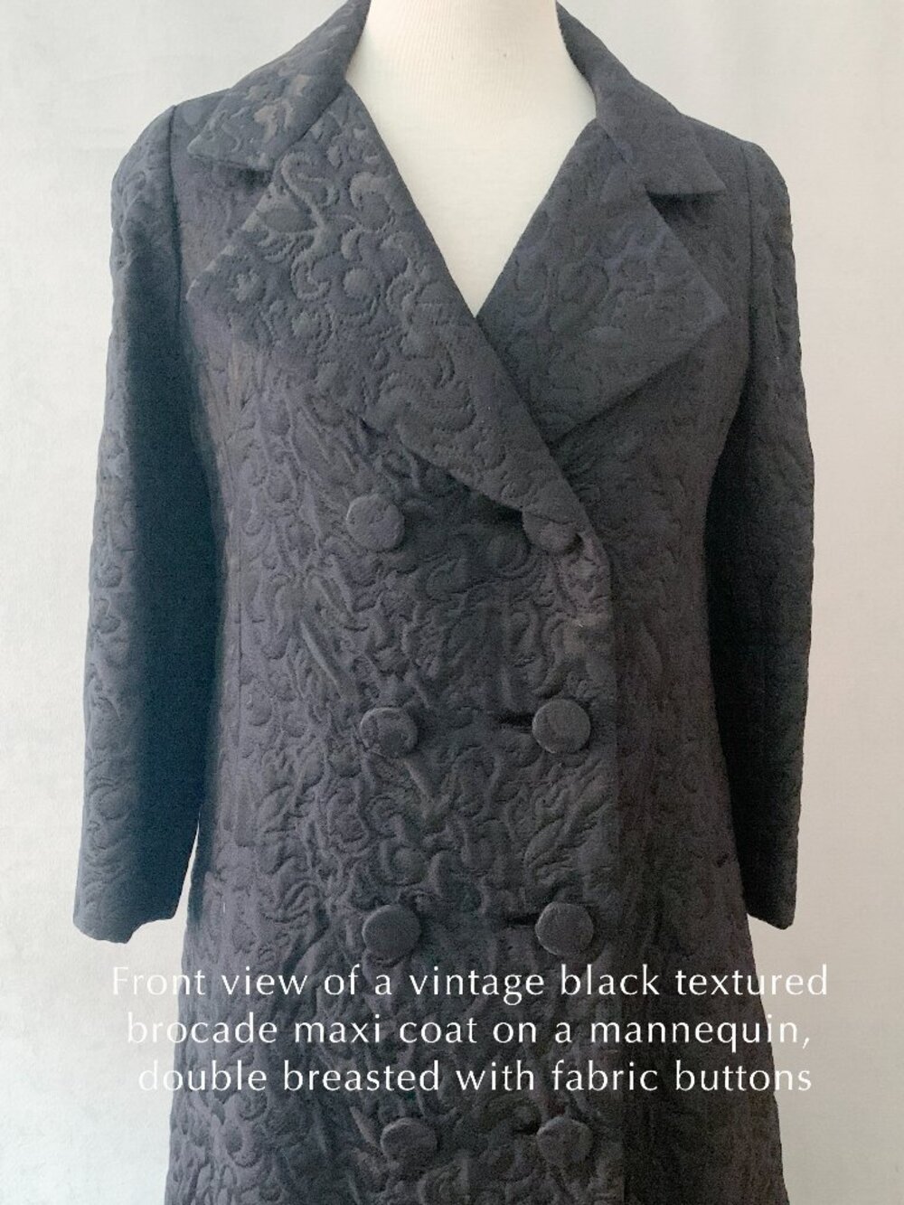 Vintage Black Brocade Coat Size S